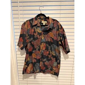 Tori Richard Mens XL Button Down Short Sleeve Shirt Floral Print Made in USA